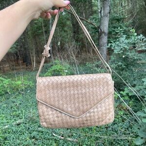 Bottega Veneta Woven Light Beige Leather Crossbody Bag